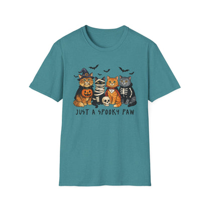 Halloween Cat T-Shirt, Spooky paw Gildan Softstyle Tee