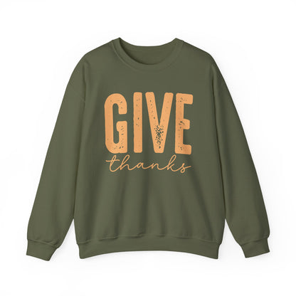 Give Thanks, Thanksgiving Gildan Crewneck Sweatshirt
