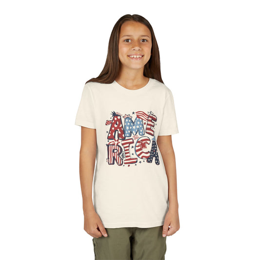 Patriotic Youth Short Sleeve Tee - America Design for 4th of July & Celebrations