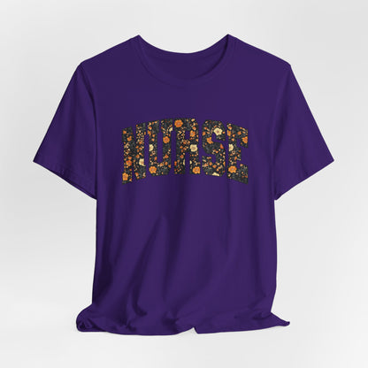 Floral Fall Nurse Bella Canvas T-Shirt