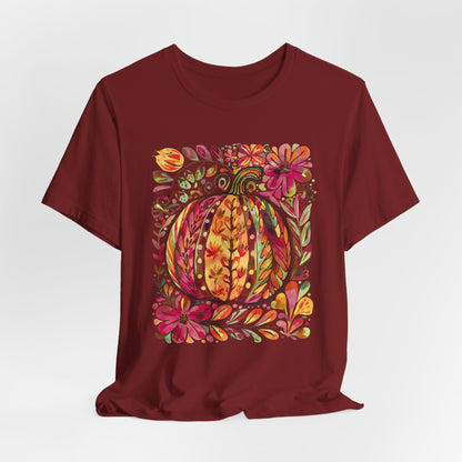 Pumpkin Floral Tee for Fall Celebrations