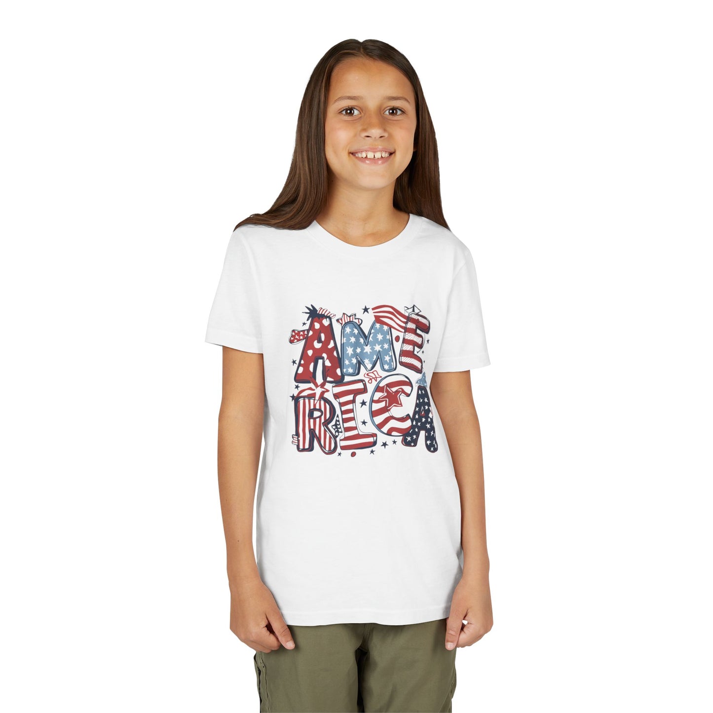 Patriotic Youth Short Sleeve Tee - America Design for 4th of July & Celebrations