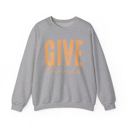 Give Thanks, Thanksgiving Gildan Crewneck Sweatshirt