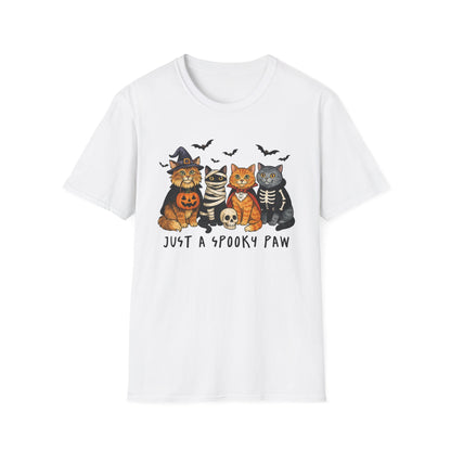 Halloween Cat T-Shirt, Spooky paw Gildan Softstyle Tee