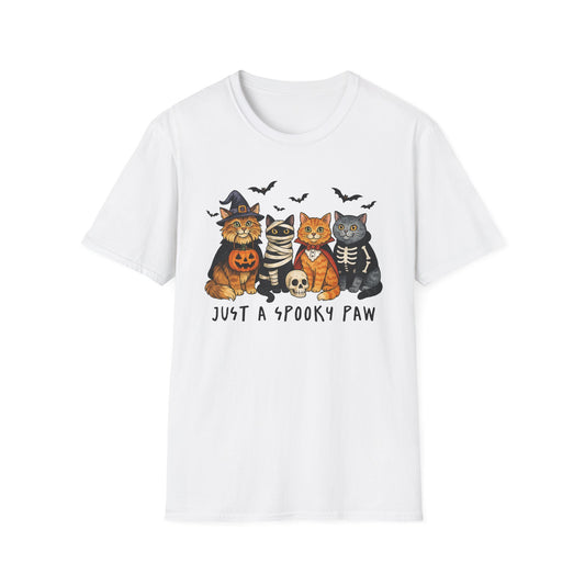Halloween Cat T-Shirt, Spooky paw Gildan Softstyle Tee