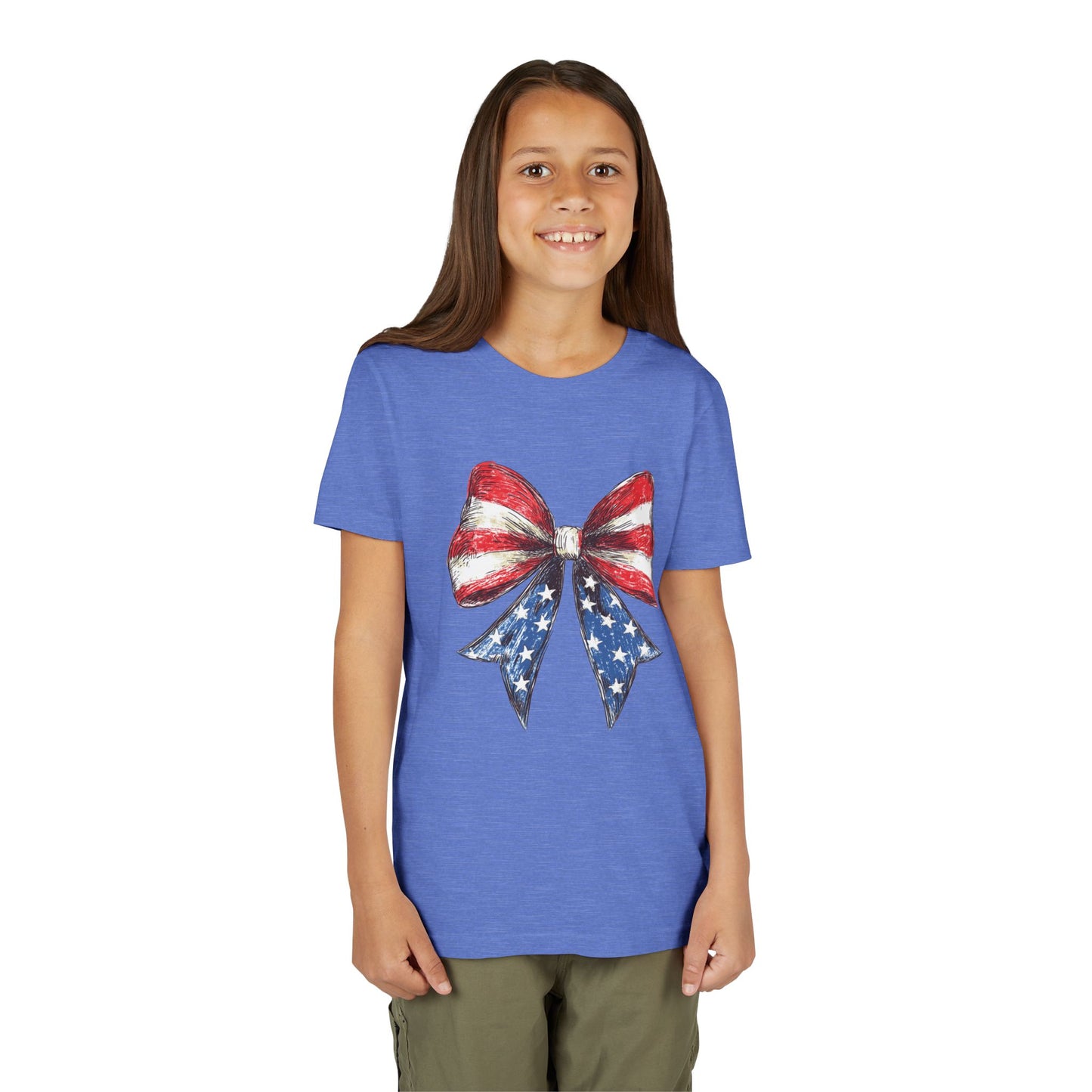 Patriotic Youth Short Sleeve Tee with Bow Design