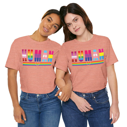 Pride Jersey Tee - Celebrate Diversity with 'HUMAN' Design
