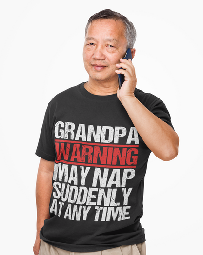 Funny Grandpa Nap Warning T-Shirt, Gift for Grandfather, Family Humor Tee, Unisex Tee for Relaxation, Birthday Gift, Grandparent's Day