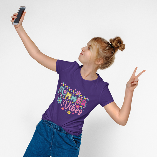 Youth Summer Vibes Tee, Fun Kids Shirt