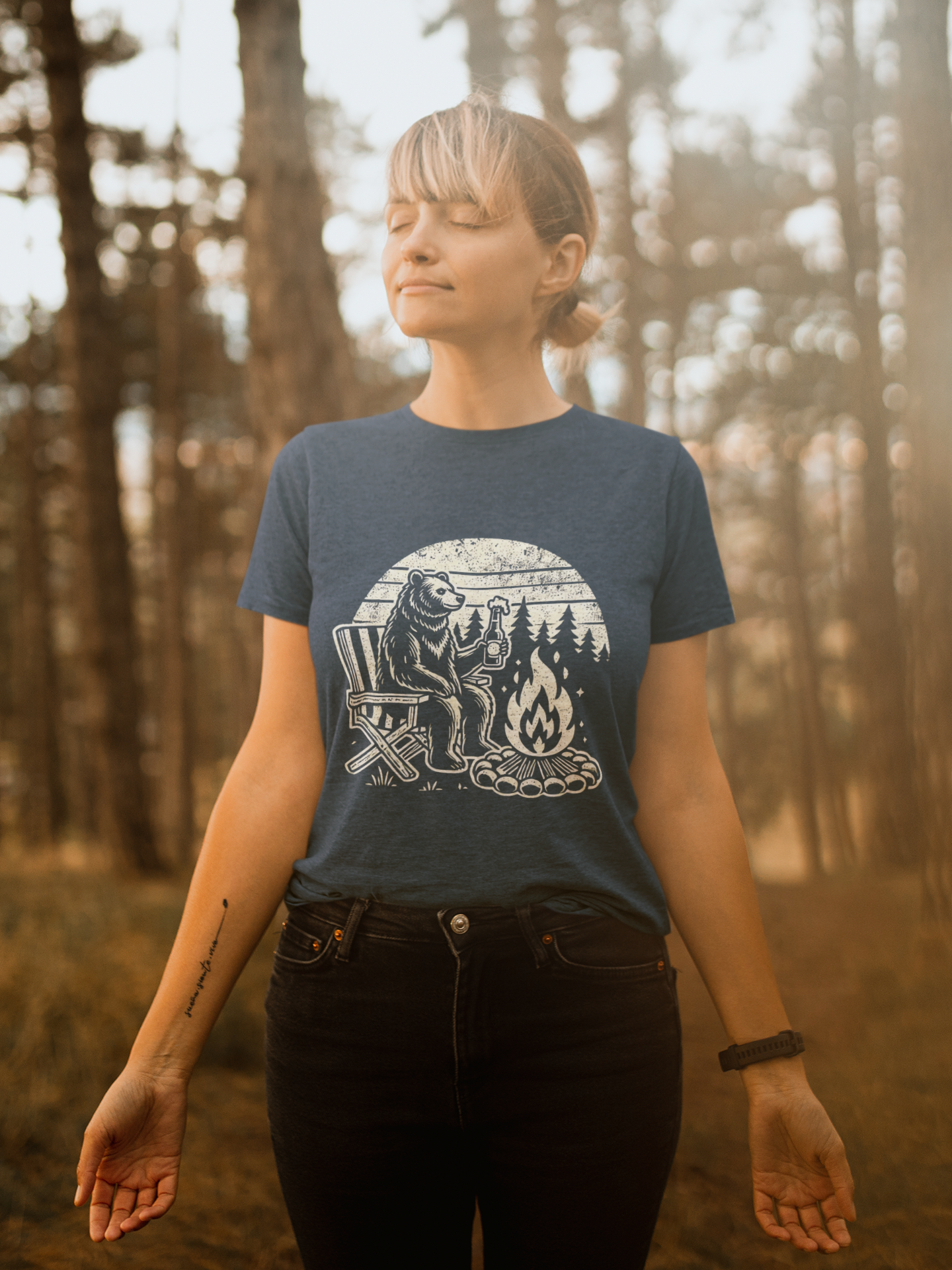 Cozy Campfire Bear Tee | Outdoor Adventure T-Shirt