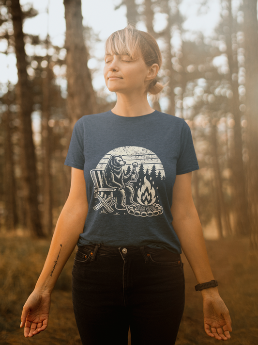 Cozy Campfire Bear Tee | Outdoor Adventure T-Shirt