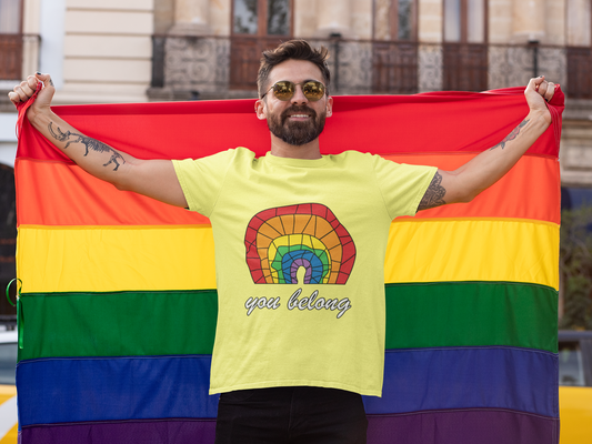 Rainbow 'You Belong' Unisex Jersey Tee, LGBTQ Pride Shirt