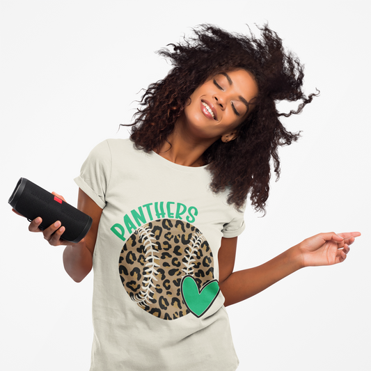 Leopard Print Panthers Tee, Casual Game Day Shirt, Sports Team Shirt, Unisex Tee, Soft Cotton Tee, Athletic Fashion Top