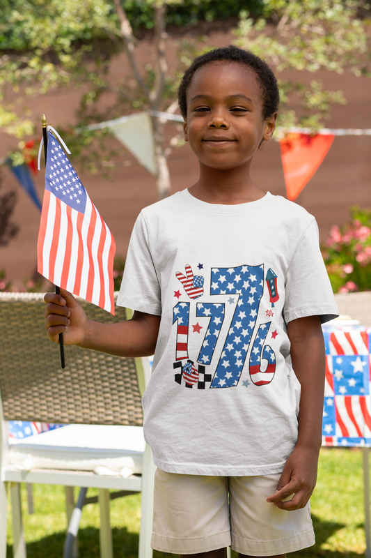 Patriotic 1776 Youth Tee, Independence Day Shirt, Fourth of July Outfit, Holiday Celebration Top, American Pride Apparel