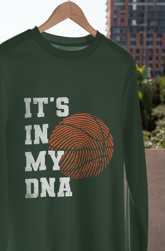 Basketball DNA Crewneck Sweatshirt, Cozy Sports Apparel, Perfect for Athletes, Gift for Hoopers, Ideal for Game Days, Throwback Style