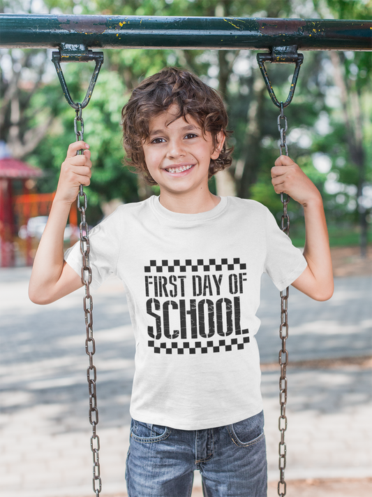 First Day of School Checkered Youth Tee, Back to School Shirt