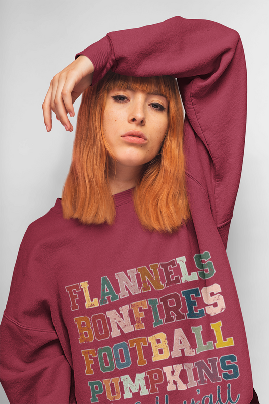 Flannel Bonfires Football Sweatshirt | Unisex Crewneck