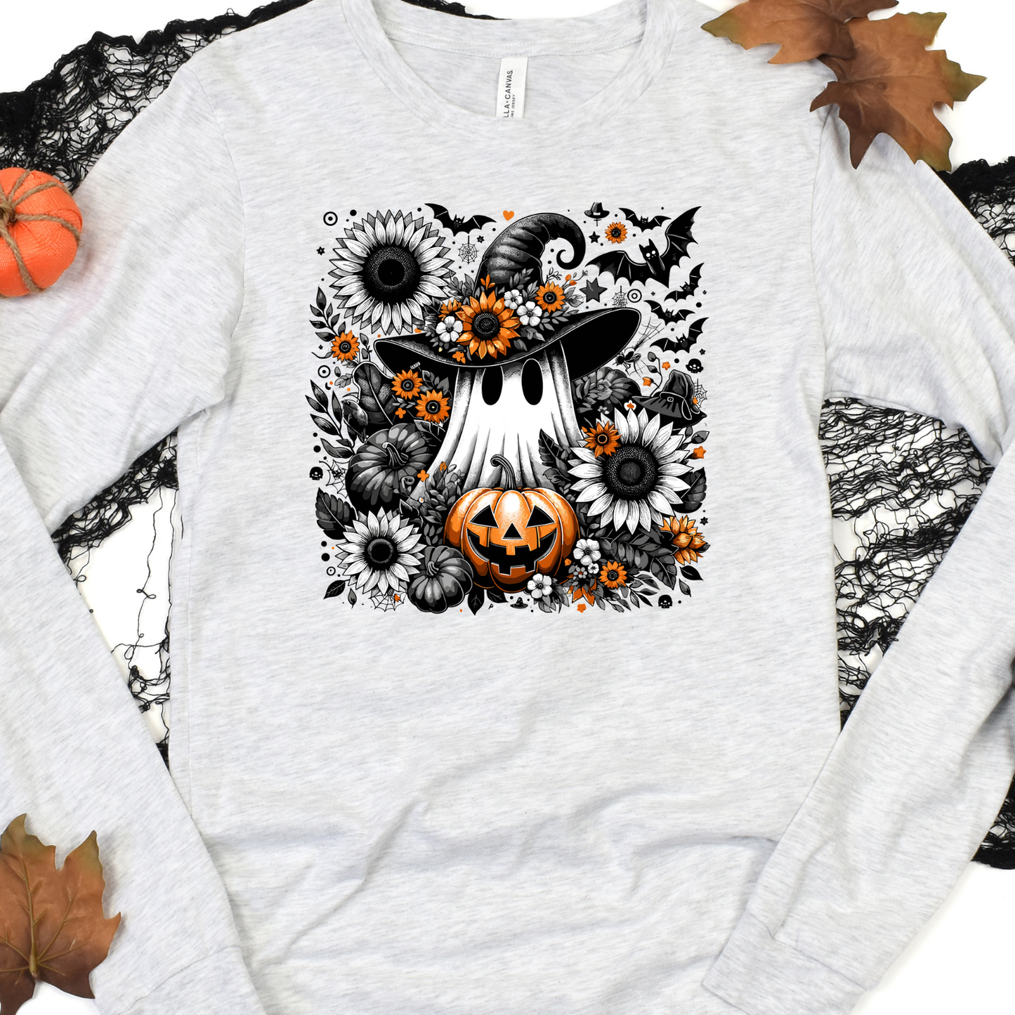 Halloween Floral Ghost Unisex Long Sleeve