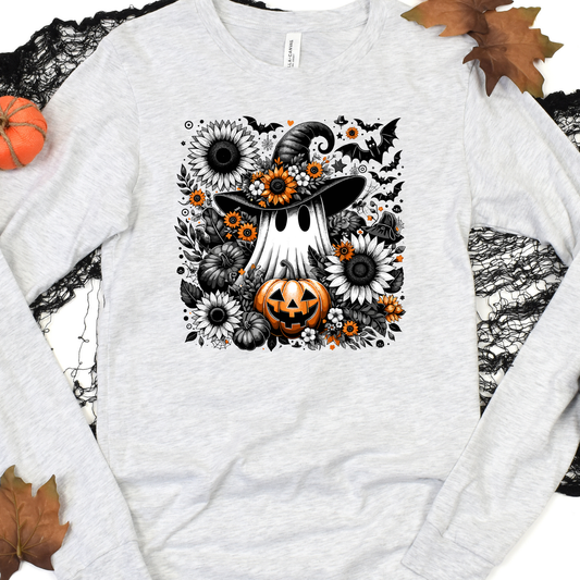 Halloween Floral Ghost Unisex Long Sleeve