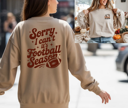 Football Season Sweatshirt, Front and Back Unisex Crewneck