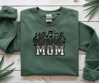 Band Mom Leopard Print Gildan Crewneck