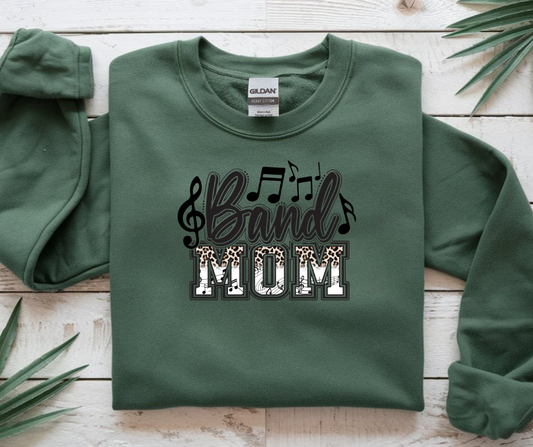 Band Mom Leopard Print Gildan Crewneck