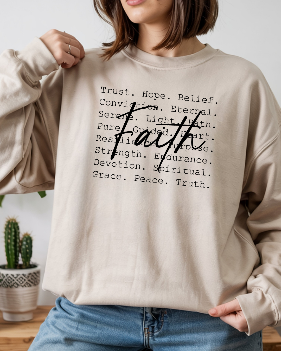 Faith Word Map Gildan Crewneck Sweatshirt