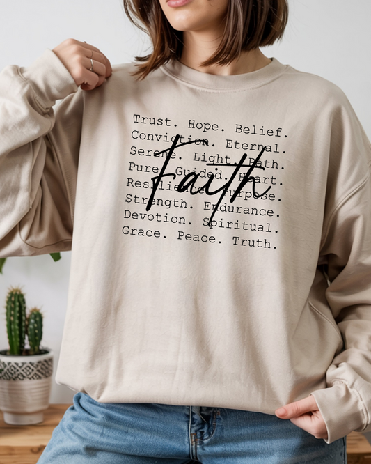 Faith Word Map Gildan Crewneck Sweatshirt
