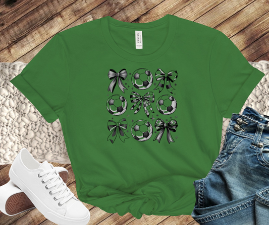 Soccer Tic Tac Toe Bows Bella Canvas Tee