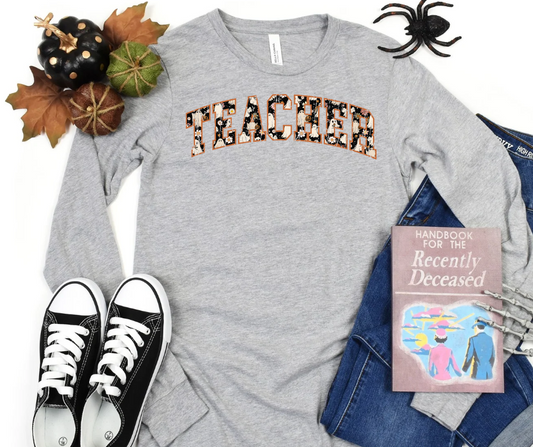 Teacher Halloween Ghost Bella canvas long sleeve shirt