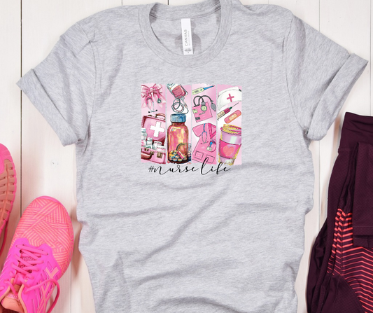Nurse Life Pink Bella Canvas Tee