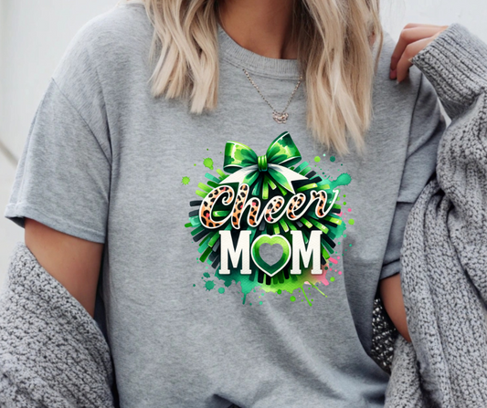 Green Cheer Mom Gildan Softstyle Tshirt