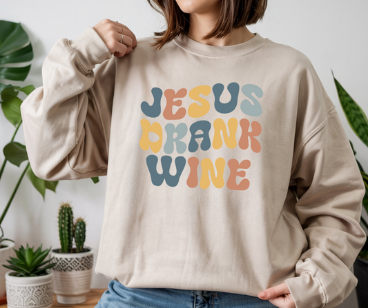Jesus Drank Wine Gildan Crewneck Sweatshirt