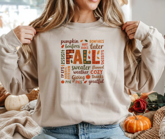 Fall Word Art Gildan Heavy Blend Crewneck