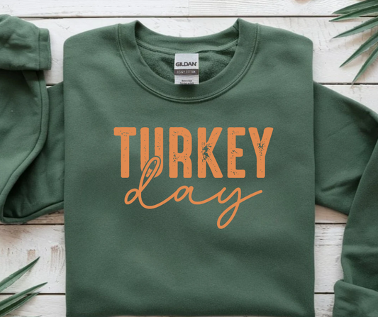 Turkey Day Thanksgiving Gildan Crewneck Sweatshirt
