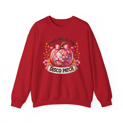 Disco Patch Pumpkin Gildan Crewneck Sweatshirt