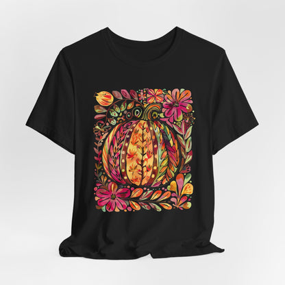 Pumpkin Floral Tee for Fall Celebrations