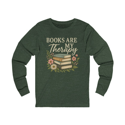 Books are my Therapy Floral Bella Canvas Long Sleeve Tee