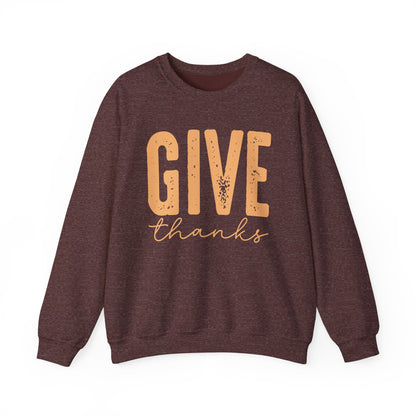 Give Thanks, Thanksgiving Gildan Crewneck Sweatshirt