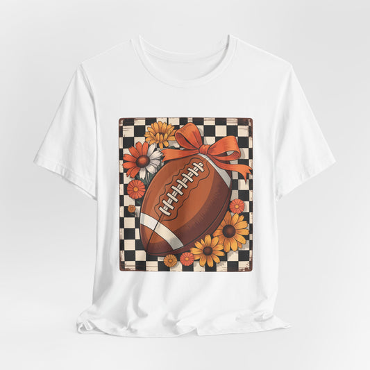 Fall Floral Football Tee, Perfect for Game Days