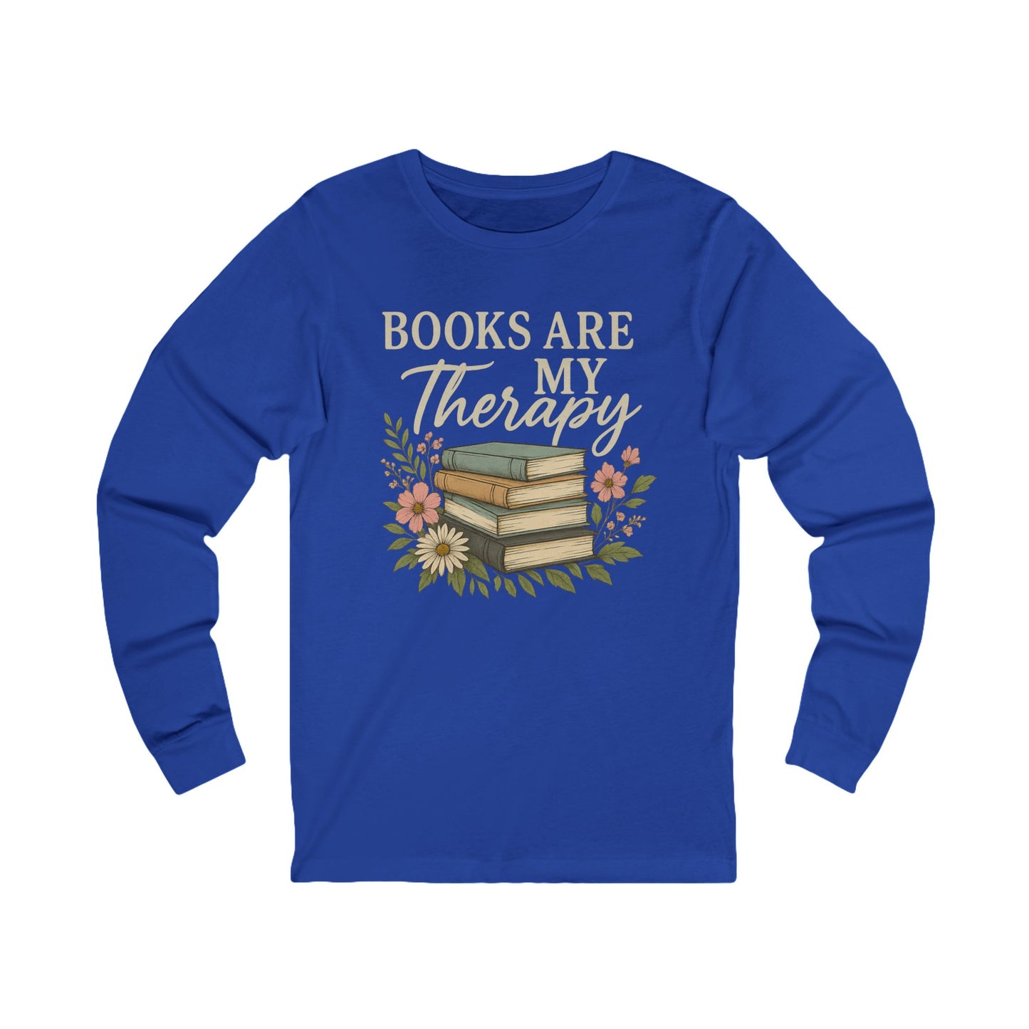 Books are my Therapy Floral Bella Canvas Long Sleeve Tee
