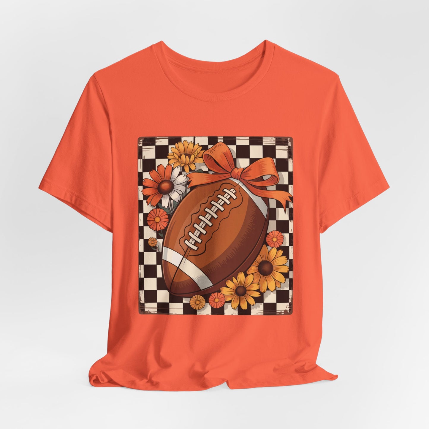 Fall Floral Football Tee, Perfect for Game Days