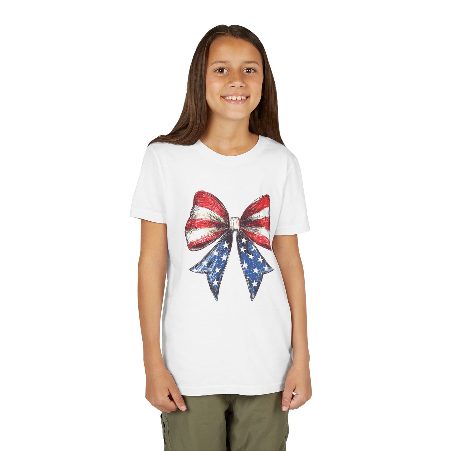 Patriotic Youth Short Sleeve Tee with Bow Design