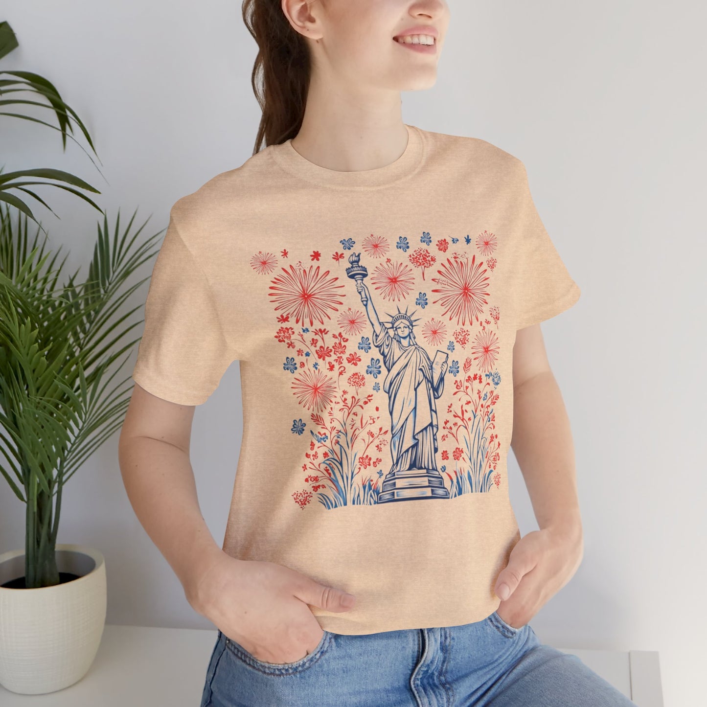 Patriotic Short Sleeve Tee with Liberty Design