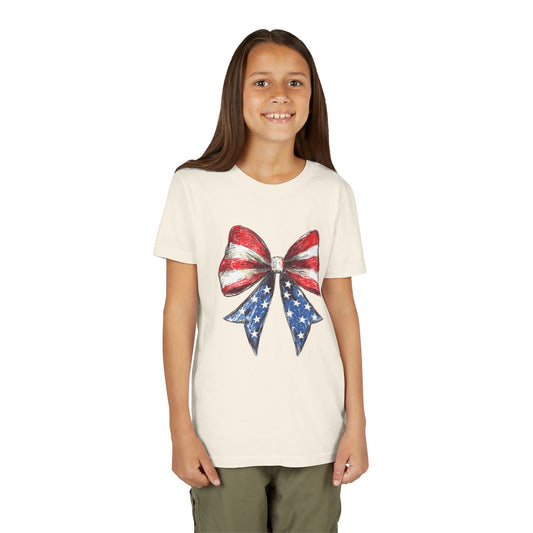 Patriotic Youth Short Sleeve Tee with Bow Design