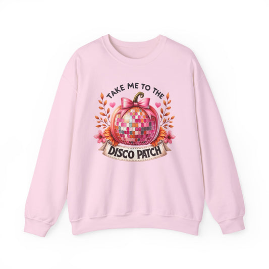 Disco Patch Pumpkin Gildan Crewneck Sweatshirt