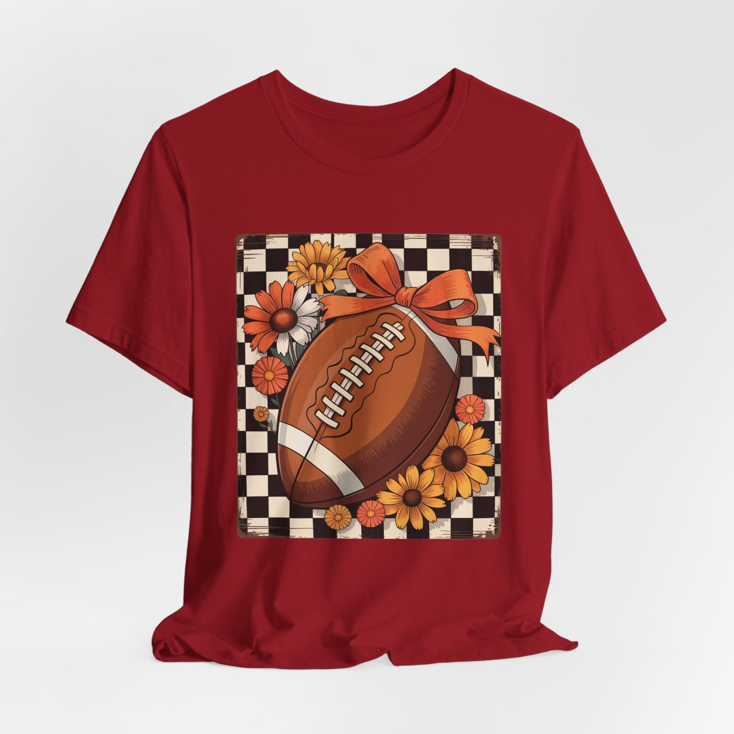 Fall Floral Football Tee, Perfect for Game Days