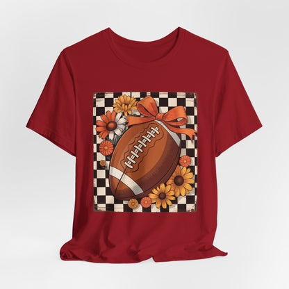 Fall Floral Football Tee, Perfect for Game Days