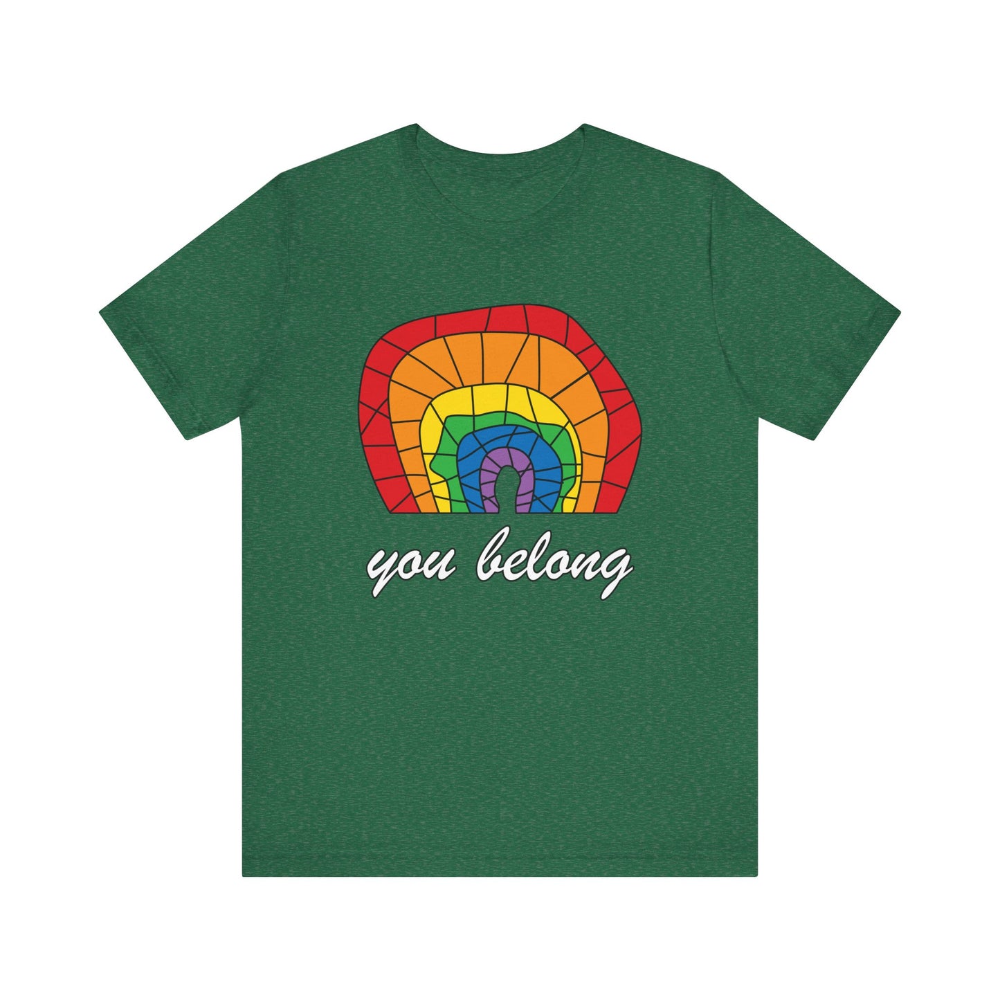 Rainbow 'You Belong' Unisex Jersey Tee, LGBTQ Pride Shirt