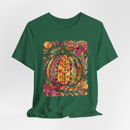 Pumpkin Floral Tee for Fall Celebrations